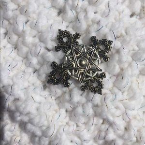 Hand knit white glitter scarf with Celtic Cross